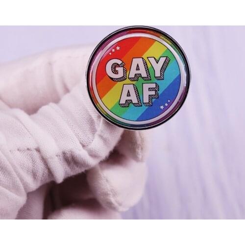 Gay AF Pin Button Rainbow Flag Brooch LGBTQ Pride Badge Fashion Jewelry Accessories