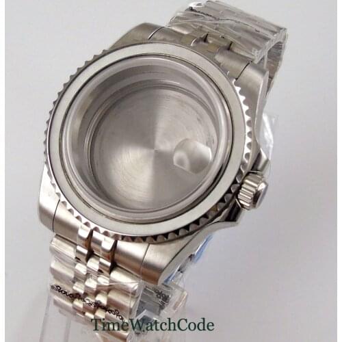 40mm mens watch case pats fit for NH35 NH36 automatic movement with Jubilee bracelet strap magnifier without bezel insert