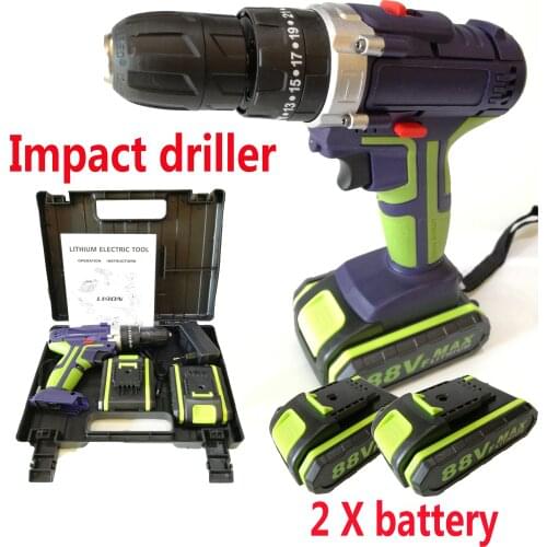 Electric Screwdriver Rechargeable Cordless Drill Lithium Battery Household Multi-function Double Speed Power Tools