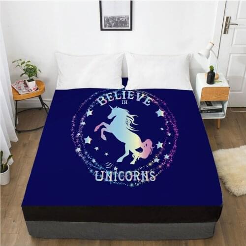 Unicorn Cartoon Fitted Sheets Mattress Cover With Elastic Band 3D Bed Sheet LinensFor Baby Kids Child Girls Boys 150x200 200x200