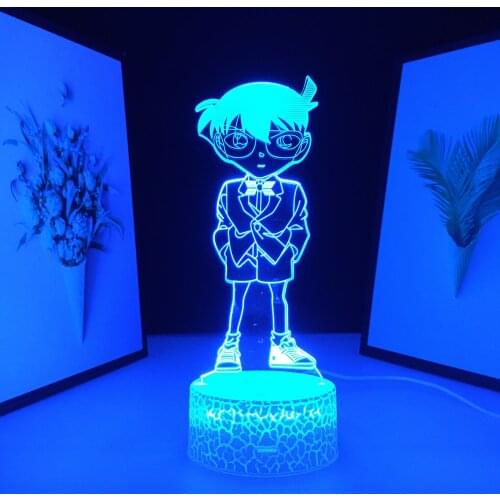 Detective Man Anime Figure LED Night Light for Child Bedroom Decoration Gift Nightlight Manga Case Closed Kids 3D Night Lamp