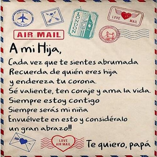 Fleece Throw Double Thicken Blanket To My Daughter Son Letter Printed Quilts for Encourage and Love Daughters Air Mail Blankets