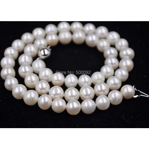 AA 42cm 8mm round freshwater pearl necklace ball clasp free shipping