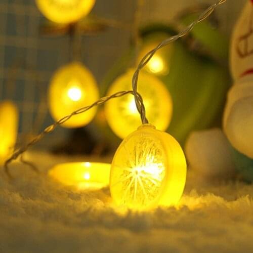 Lemon Garland Wreath Hanging Lamp Ornaments Christmas For Decoration Led New Year Festoon String Light 1.5/3/6M Battery Operated