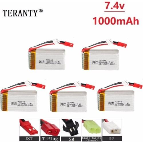 7.4v 1000mah Lipo Battery For MJXRC X600 U829A U829X X600 F46 X601H JXD391 FT007 Toys Lipo Battery 2S 7.4V 25c 703048 Battery