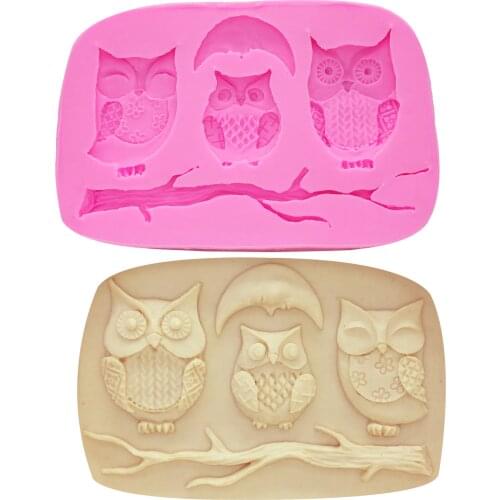 M0449 Owl Silicone Mold - Bird moon and Branch Mold Sugarcraft, Cake Decoration, Fondant, Gum Paste, Chocolate, Resin Mold