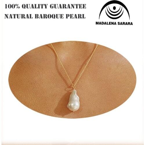 MADALENA SARARA AAAA 12-13mm Baroque Pearl White Freshwater Pearl Necklace With S925 Sterling Silver Chain 20"