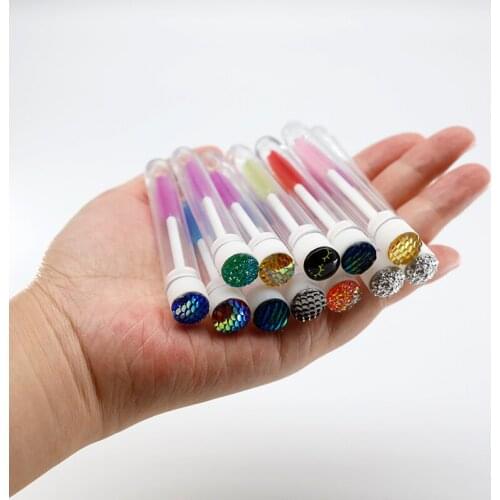 Mini Size 7.5cm Short Tube Reusable Eyelash Brush for Eyelash Extension Make Up Brushes Disposable Crystal Eyebrow Tubes Bulk