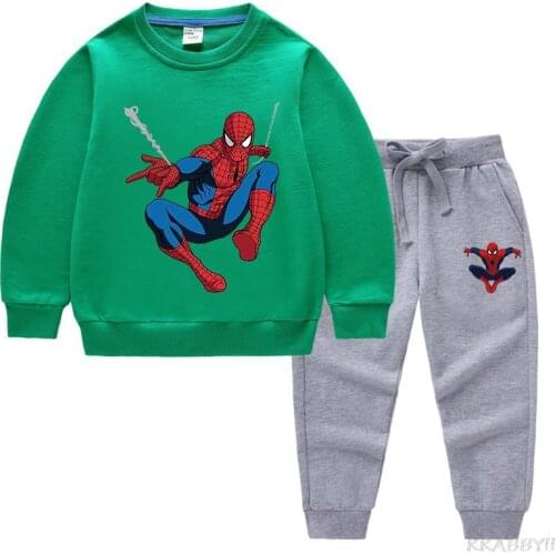 Disney Spiderman Fashion Game Print Boys Girls Sweatshirt Casual Hoodies Sets Baby Autumn Long Sleeve Children Clothes 2-16Y