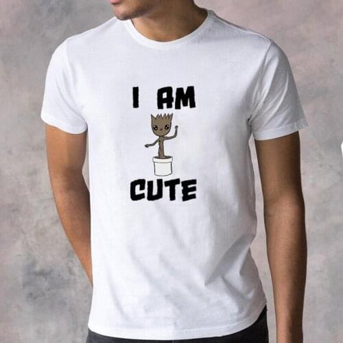 Milky Way Guardian Cartoon Groot Listen To Music Funny Graphic T Shirt Kawaii Bady Groot I Am Cute Printed Manga Summer Tee