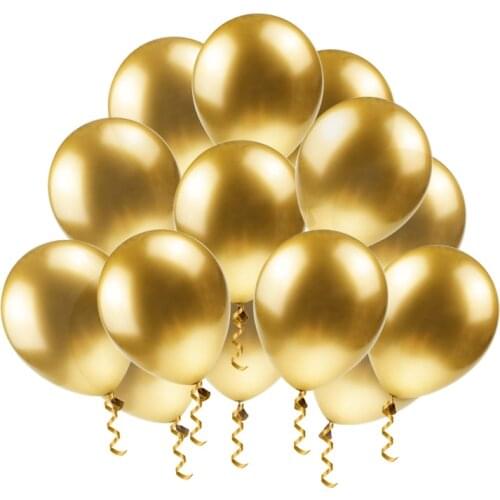 Thick Gold Metal Balloon 12inch Flying Latex Baloon Chrome Metallic Color Inflatable Balloon Air Ball Baby Shower Birthday Decor