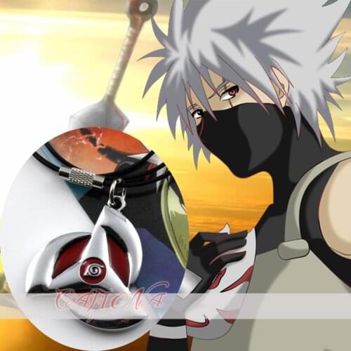 Cafiona Naruto Ninja Hatake Kakashi Cosplay Accessory Necklace Written Round Eye Symbol Pendant