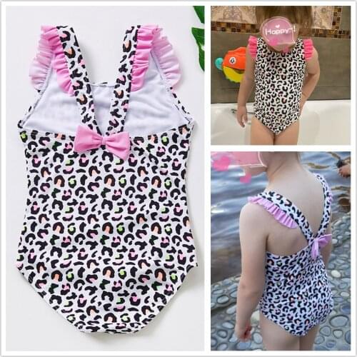 New 2021 Girls Swimsuit 2~9Year Toddler Baby Girls Swimwear Leopard print Children Swimwear High quality Kids Bathing suit