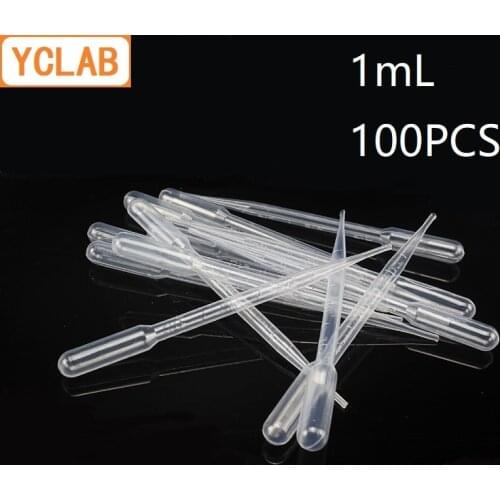 YCLAB 100PCS 1mL Disposable Dropping Pipette Pasteurized Plastic with Graduation Mark Laboratory Chemistry Equipment