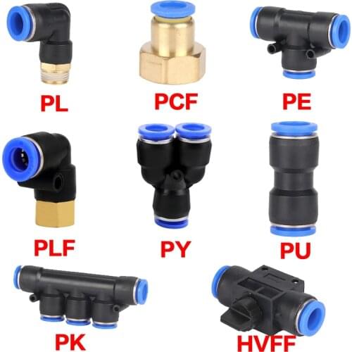 Pneumatic Fittings PC/PE/PU/PY/PL/PK/PCF/PLF/HVFF Components Accessories Quick Connector 4/6/8/10/12/14/16 Hose Tube