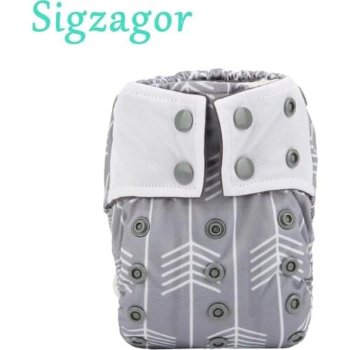 [Sigzagor]]1 Newborn ALL IN ONE Pocket Cloth Diaper Nappy,Baby Sewn Charcoal Bamboo Insert,AIO,Double Gussets,8-10lbs 44 Choices