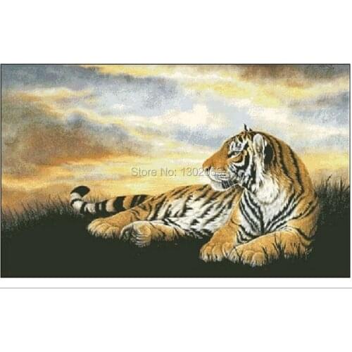 Factory Sale Needlework Embroidery Cross Stitch Kit Tiger In The Grassland Animal