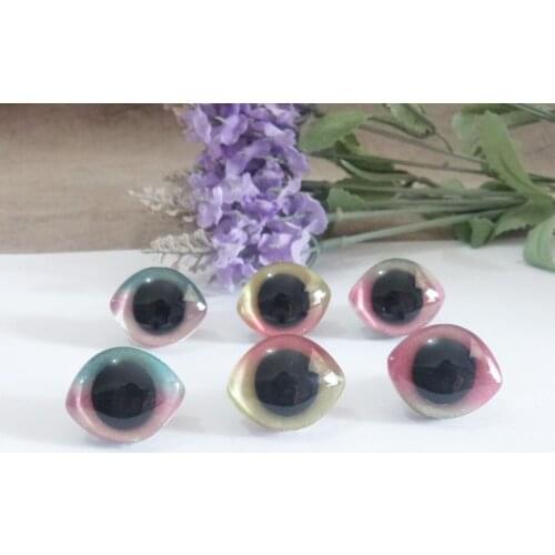 New 50pcs/lot 23x28mm oval shape clear trapezoid safety toy eyes +glitter rainbow Nonwovens +washer for diy doll finding