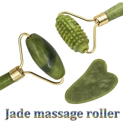 Facial Massage Jade Roller Guasha Board Double Heads Jade Stone Face Lift Body Skin Relaxation Slimming Face Neck Thin Lift Tool