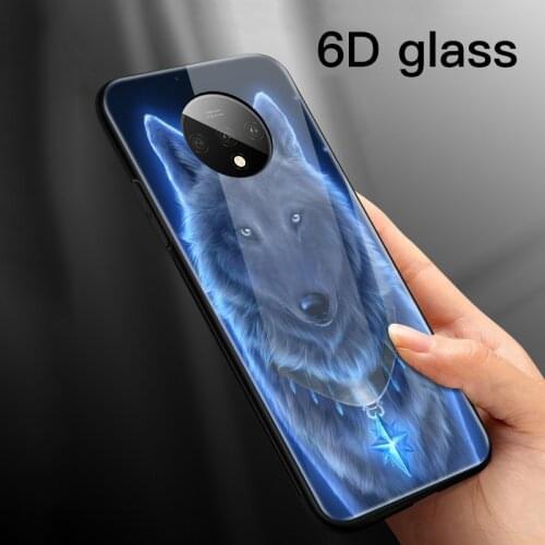 Luxury Tiger Wolf Lion Tempered Glass Phone Case For Oneplus 8 7T 7 Pro 6 6T 5 5T Protection Cover Coque For 7 6 5 T Funda