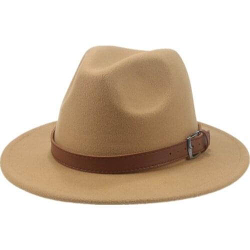Fedora hats men women solid belt band classic dress women hats panamas wide brim black white camel outdoor wedding fedoras hat