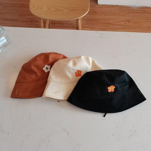 Fishermans Hat Womens Flowered Embroidered Basin Hat Summer Black Beige Orange Sunshade Bucket Hat