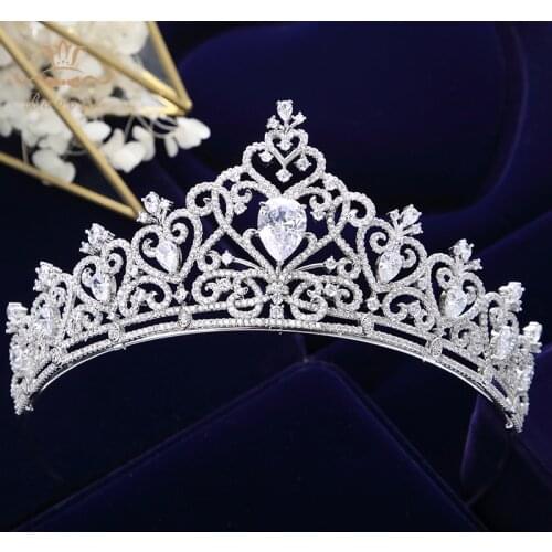 Bavoen Elegant Full Zircon Wedding Dress Tiaras Crowns Sparkling Crystal Bridal Hair Accessories Wedding Jewelry Gifts