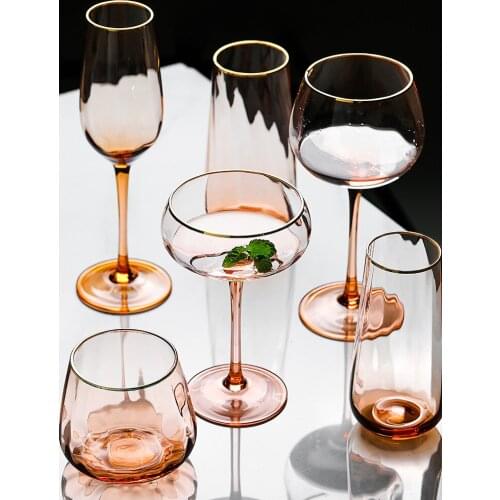 Creative Wine Glasses Amber Crystal Goblet Champagne Wire Shot Water Cup Drinking Wedding Party Bar Home Drinkware
