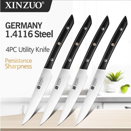 XINZUO 5" inches Utility Knife German 1.4116 Steel Stainless Steel Kitchen Knives Tools Table Knife with Ebony Handle