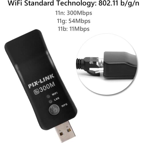 USB TV WiFi Dongle Adapter 300Mbps Universal Wireless Receiver Network Card RJ45 Delicate Design Durable WiFi Adapter