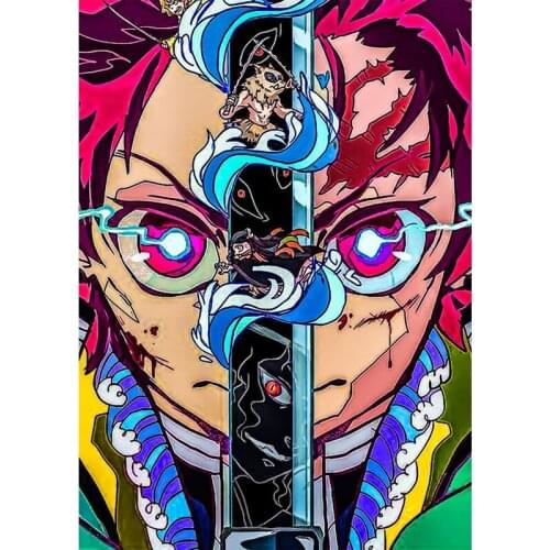 Cross Stitch DIY Painting 5D Demon Slayer Kimetsu No Yaiba Diamond Anime Character Picture Embroidery Pattern Full Square Drill