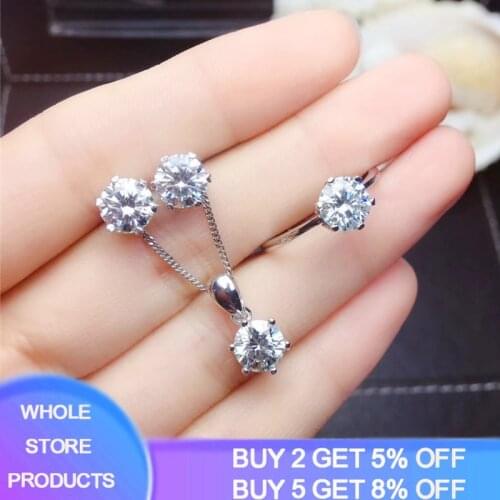 YANHUI Classic 1 Carat Bride Jewelry Set Women Necklace Earrings Ring Set Original 925 Sterling Silver Jewelry Set Africa ST1263