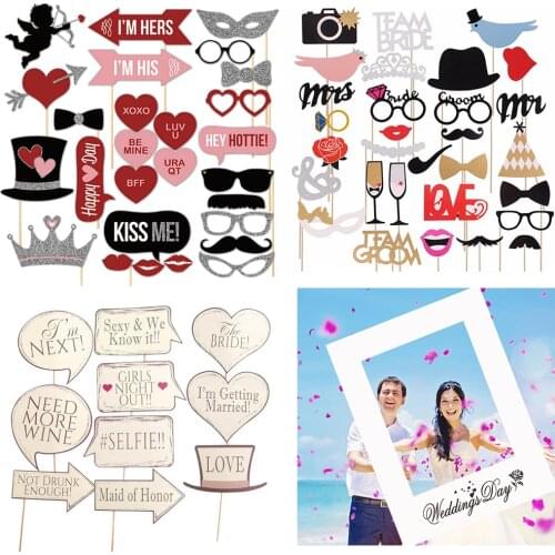 YORIWOO Bachelorette Photo Booth Props Selfie Hen Party Accessories To Be Bride Photobooth Just Married Team Wedding Decorations