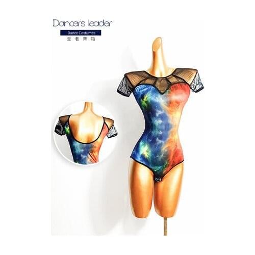 2020 new latin dance one-piece tops womens painted self-cultivation one-piece suit temperament all-match one-piece suit