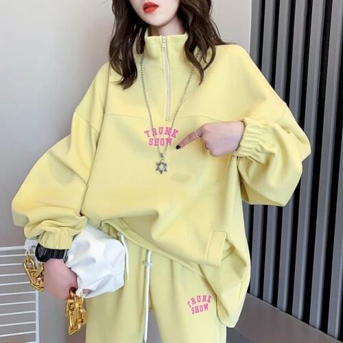 Autumn 2021 New Womens Pullover Suits Net Celebrity Fried Street Sports Suits Casual Fashion Pullover Trousers Two-piece Sets