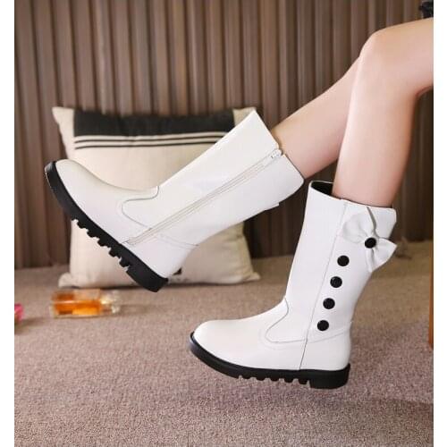 Girls' boots winter childrens childrens shoes fur snow boots bow plush warmthfashionable boots (small/big girls)