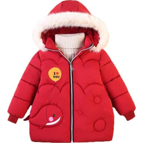 2021 Winter Girls Jackets Children Cartoons Thick Jacket Hooded Outerwear Kids Warm Zipped Coats 2-5 Years Baby Girl Snow Jacket