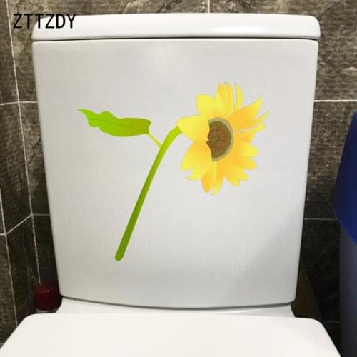 ZTTZDY 23.4*21.7CM Fresh Sunflower Wall Stickers For Kids Rooms Funny Toilet Decal T2-0154