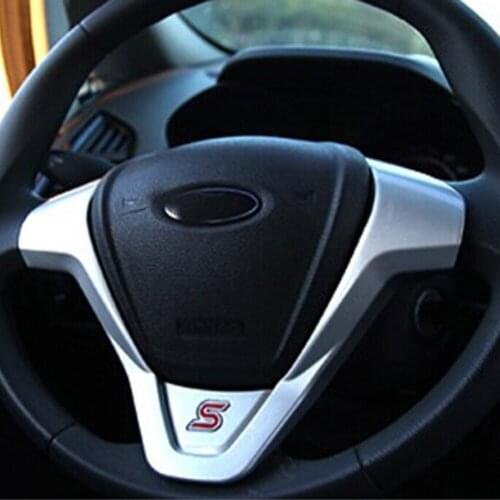 1pcs Car Refit Accessories for Ford New Fiesta MK7 2009-2017 Ecosport 2012-2017 Car Steering Wheel Covers Trim Sticker