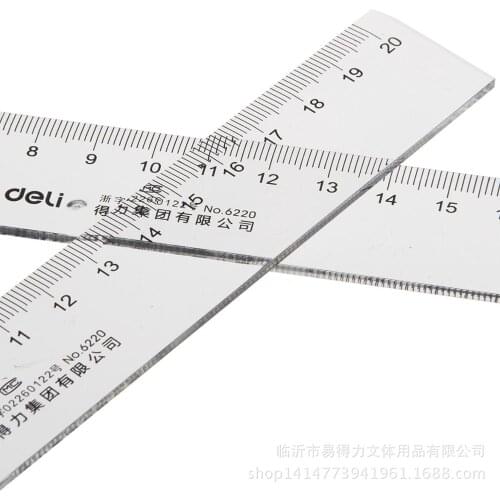 1pcs deli 20cm 6220 plastic ruler stationery drawing tool super transparent