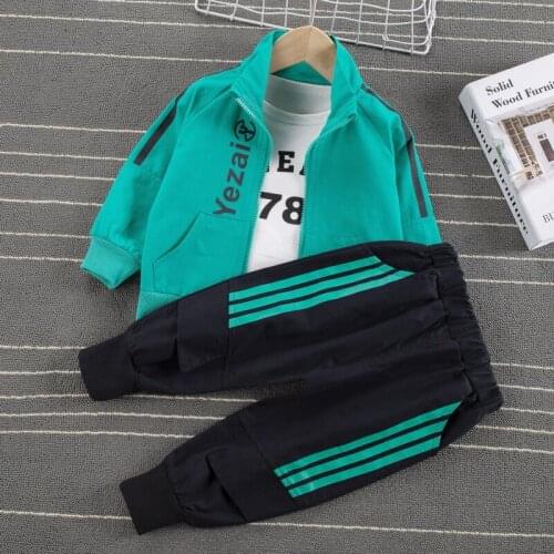 2021 new boutique boys and girls spring suit foreign style leisure sports three piece jacket + T-shirt + pants0-5T