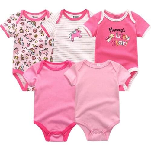 2019 New 5PCS/LOT Baby Clothes Boy Girl Short Sleeve Cotton O-Neck 0-12M Novel Newborn Roupas de bebe Baby Rompers Baby Wear