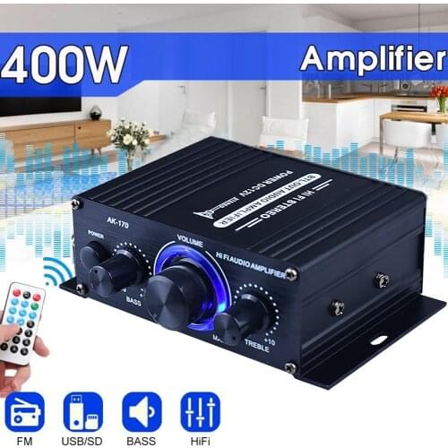 Ak-170 Bluetooth Compatible Hifi Stereo Audio Power Amplifier 200W+200W Dual Channel Power Amplifier With Rca Input