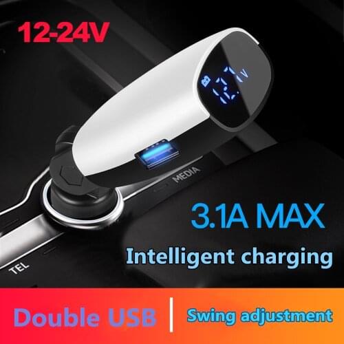 XUNMA Dual USB Car Charger Adapter 3.1A Digital LED Voltage/Current Display Auto Vehicle Metal Charger For Smart Phone/Tablet