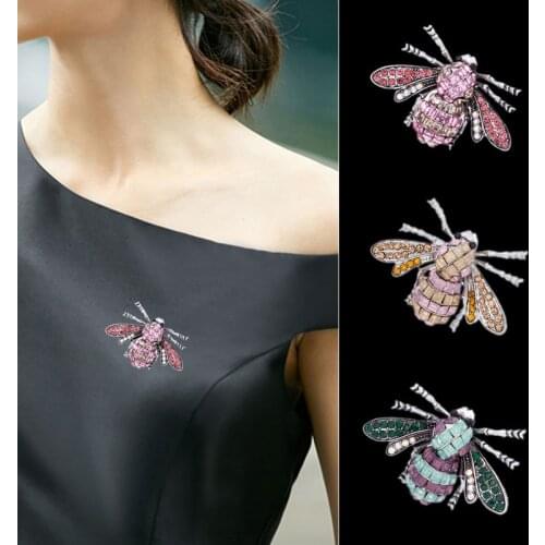 TDQUEEN Crystal Bee Brooches Silver Plated Metal Cute Women Fashion Colorful Crystal Brooch Pin Jewelry