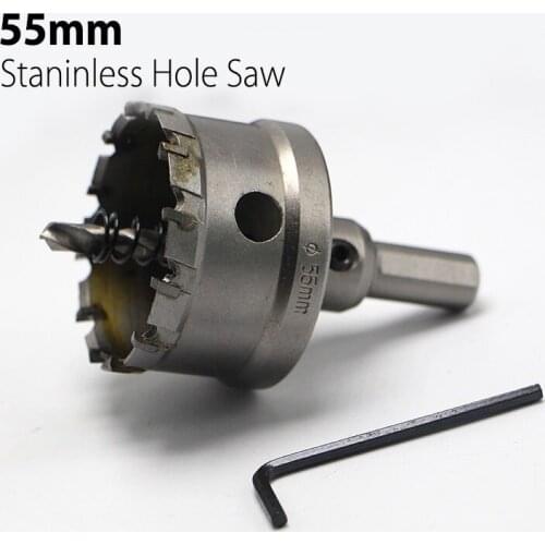 55mm 2.17" Core Drill Bit Hard Alloy Metal Hole Saw Drill Bit for Steel Metal Alloy Cutter Metal Working