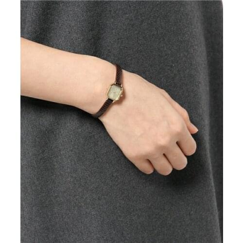 Retro personality lady watch crocodile pattern cowhide watchband Square quartz Watch zircon fine wrist Watch