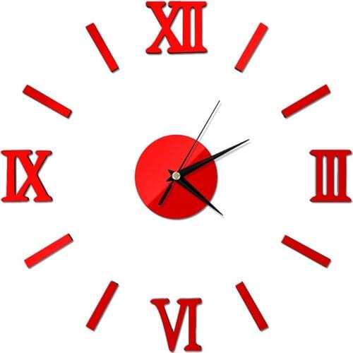 Roman Numerals Frameless Large Acrylic Mirror Surface 3D DIY Wall Clock Home Office School Wall Decor Clock Stickers