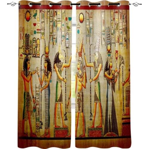 Egyptian Circle Retro Style Printed Window Curtains Living Room Bedroom Curtains Polyester Cloth Home Decor