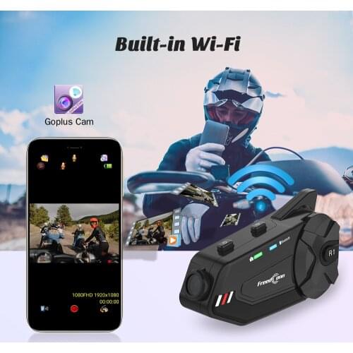 FreedConn R1 Plus Helmet Intercom Motorcycle Bluetooth Helmet Headset 1080P HD Video Wifi Recorder Camera Intercomunicador FM